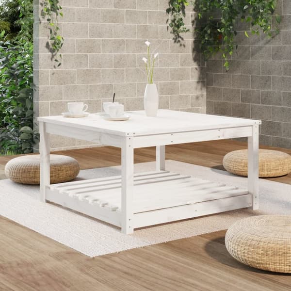 Haveborde - Living havebord 82,5x82,5x45 cm massivt fyrretræ hvid