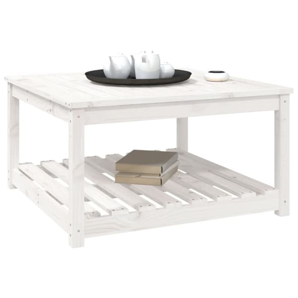 Haveborde - Living havebord 82,5x82,5x45 cm massivt fyrretræ hvid