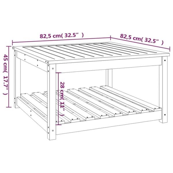 Haveborde - Living havebord 82,5x82,5x45 cm massivt fyrretræ hvid