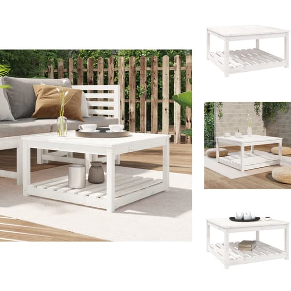 Haveborde - Living havebord 82,5x82,5x45 cm massivt fyrretræ hvid