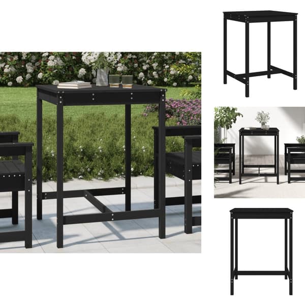 Haveborde - Living havebord 82,5x82,5x110 cm massivt fyrretræ sort