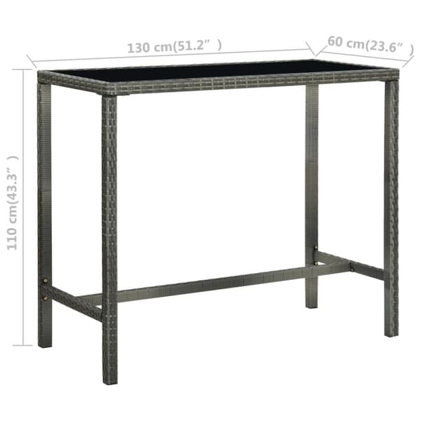 Haveborde - Living barbord til haven 130x60x110 cm polyrattan og glas grå