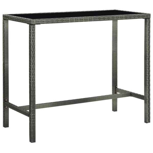 Haveborde - Living barbord til haven 130x60x110 cm polyrattan og glas grå