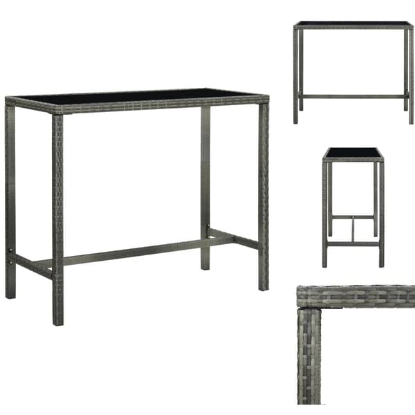 Haveborde - Living barbord til haven 130x60x110 cm polyrattan og glas grå