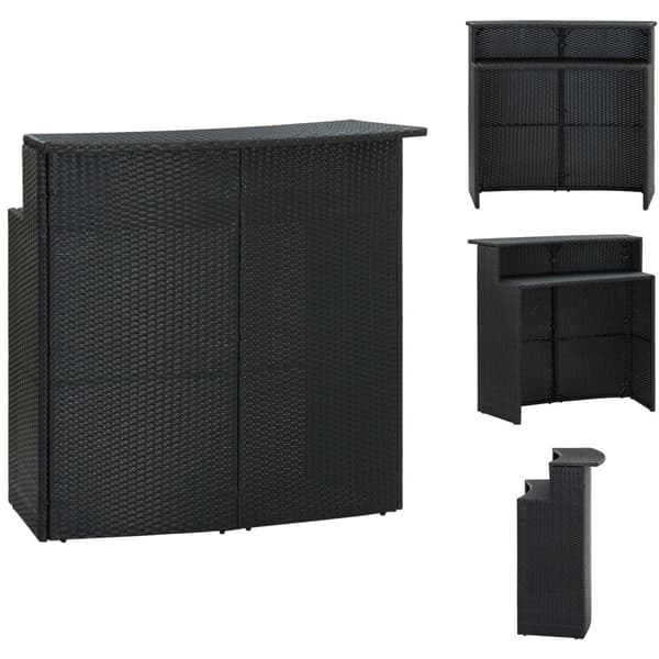 Haveborde - Living barbord til haven 120x55x110 cm polyrattan sort