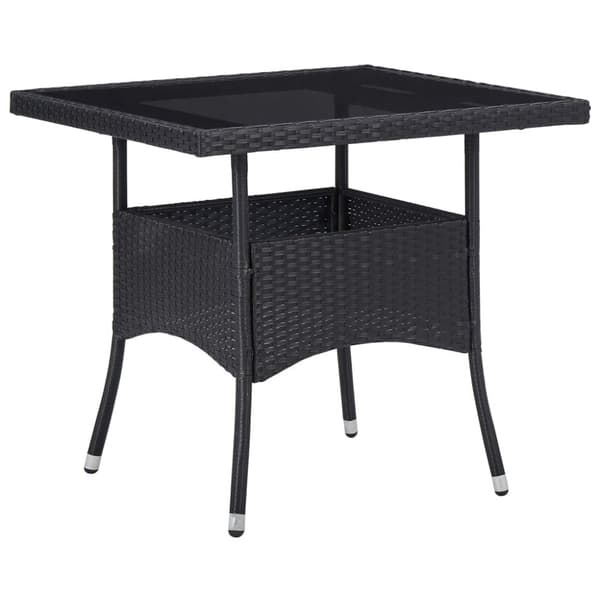Matbord för trädgård svart konstrotting och glas - Matbord - Utebord - Home & Living