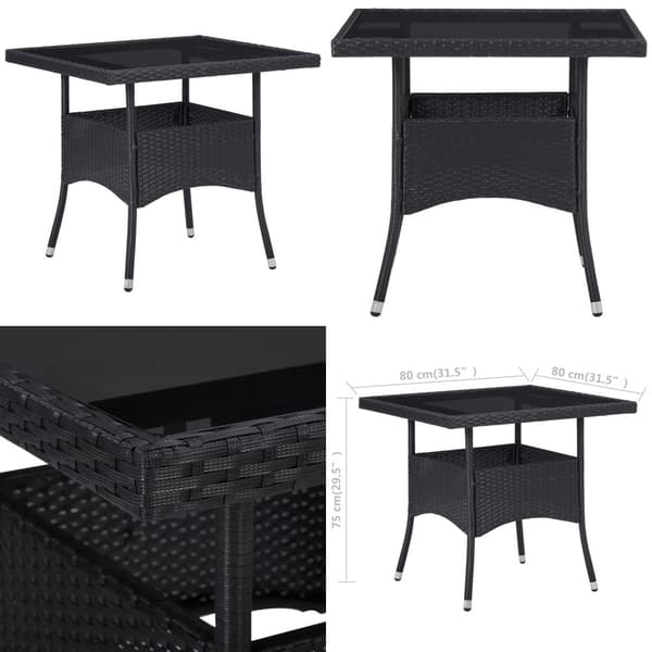 Matbord för trädgård svart konstrotting och glas - Matbord - Utebord - Home & Living