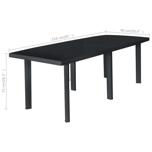 Trädgårdsbord antracit 216x90x72 cm plast - Matmöbler - Matmöbel - Home & Living