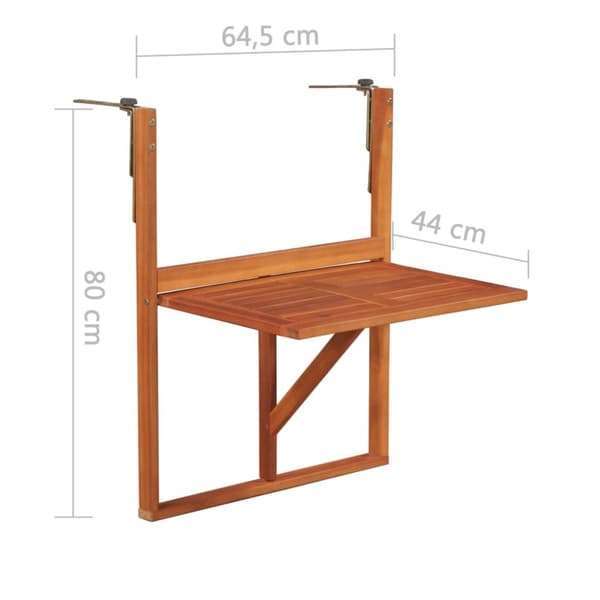 Hängande balkongbord 64,5x44x80 cm massivt akaciaträ - Balkongbord - Balkong Bord - Home & Living