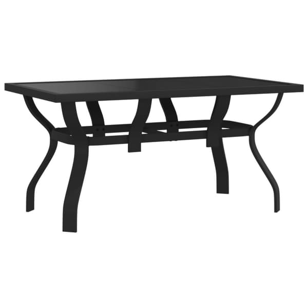 Trädgårdsbord svart 140x70x70 cm stål och glas - Trädgårdsbord - Utomhusbord - Home & Living