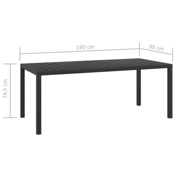Havebord WPC aluminium 185 x 90 x 74 cm sort - Havespisebord - Havespiseborde - Home & Living
