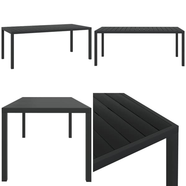 Havebord WPC aluminium 185 x 90 x 74 cm sort - Havespisebord - Havespiseborde - Home & Living