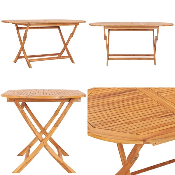 Kokoontaitettava puutarhapöytä 160x80x75 cm täysi tiikki - Ruokapöytä - Ruokapöydät - Home & Living