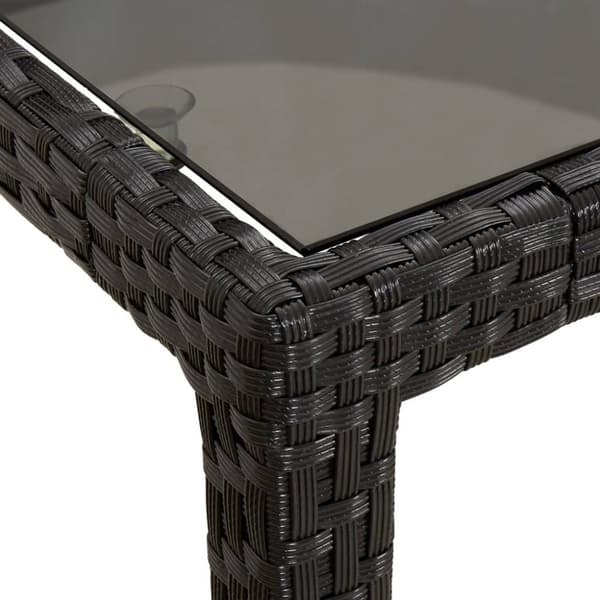 Havebord 250x100x75 cm hærdet glas og polyrattan sort - Havebord - Haveborde - Home & Living