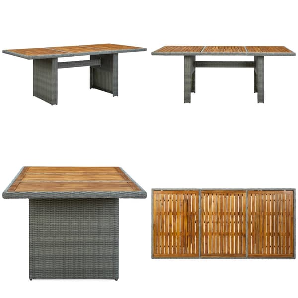 Havebord polyrattan og massivt akacietræ lysegrå - Havebord - Haveborde - Home & Living