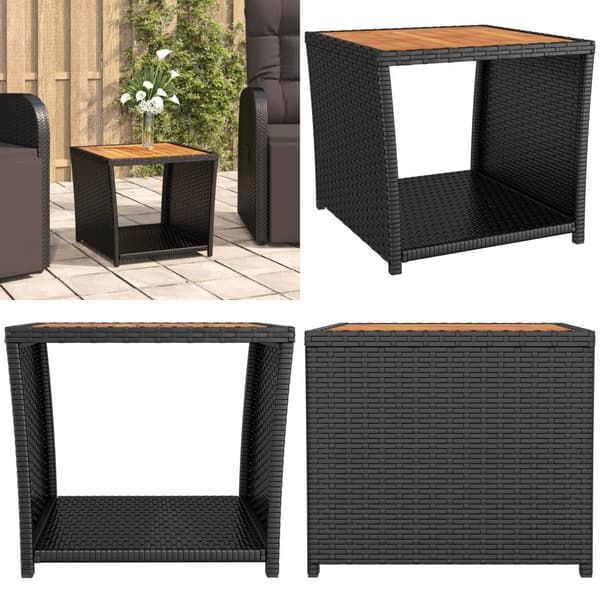 Trädgårdsbord svart konstrotting & massiv akacia - Trädgårdsbord - Utebord - Home & Living