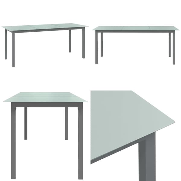 Havebord 190x90x74 cm aluminium og glas lysegrå - Havebord - Haveborde - Home & Living