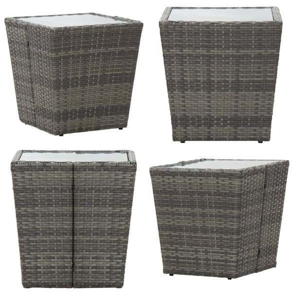 Tebord 41,5x41,5x43 cm hærdet glas og polyrattan grå - Tebord - Teborde - Home & Living