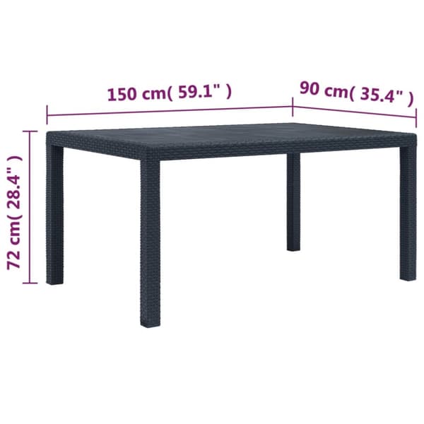 Trädgårdsbord 150x90x72 cm konstrotting antracit - Matmöbler - Matmöbel - Home & Living