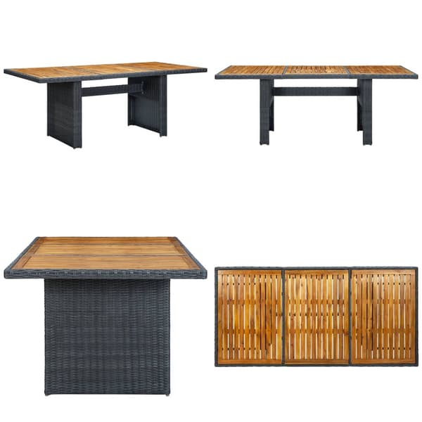 Havebord polyrattan og massivt akacietræ mørkegrå - Havebord - Haveborde - Home & Living