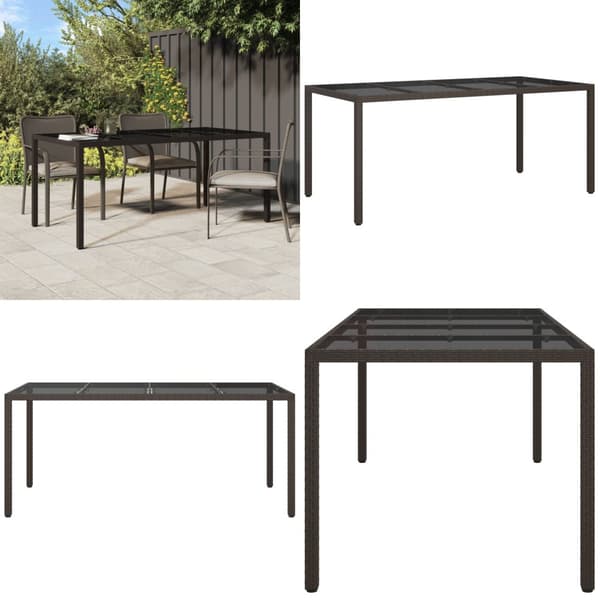 Havebord 190x90x75 cm hærdet glas og polyrattan brun - Havebord - Haveborde - Home & Living