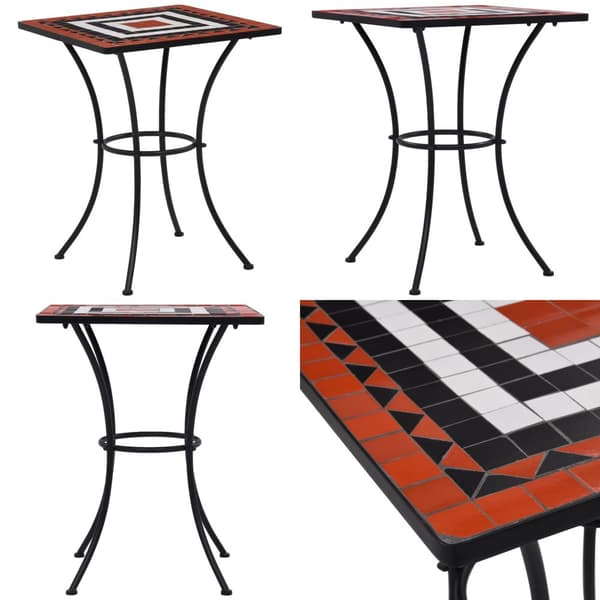 Mosaiikkibistropöytä terrakotta ja valkoinen 60 cm keramiikka - Pöytä - Pöydät - Home & Living