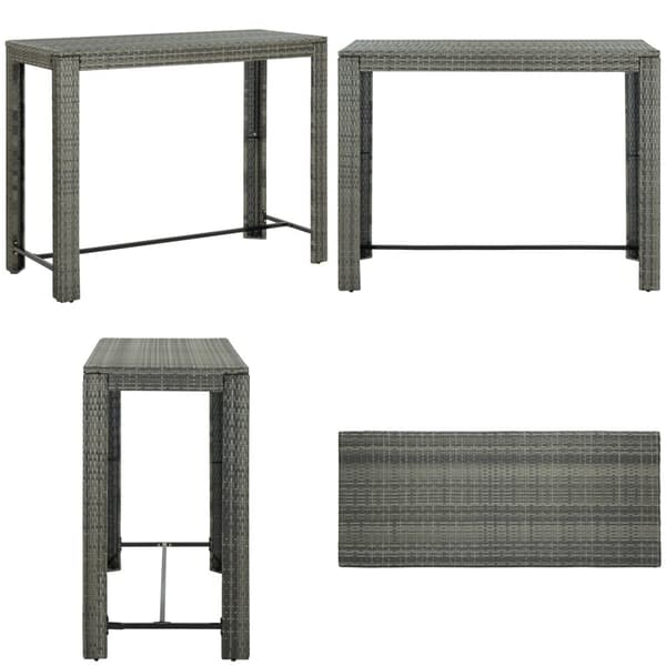 Puutarhan baaripöytä harmaa 140,5x60,5x110,5 cm polyrottinki - Baaripöytä - Baaripöydät - Home & Living