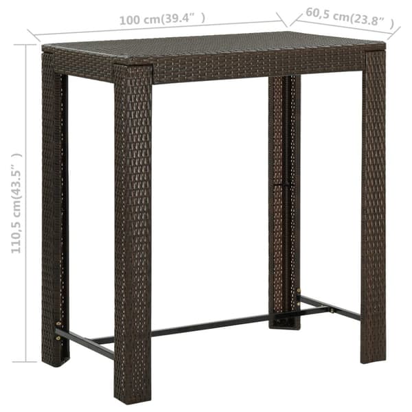 Barbord för trädgård brun 100x60,5x110,5 cm konstrotting - Barbord - Trädgårdsbord - Home & Living