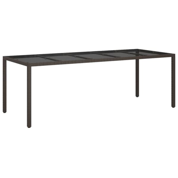 Havebord 250x100x75 cm hærdet glas og polyrattan brun - Havebord - Haveborde - Home & Living