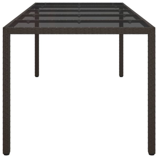 Havebord 250x100x75 cm hærdet glas og polyrattan brun - Havebord - Haveborde - Home & Living