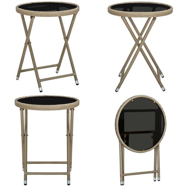 Tebord 60 cm polyrattan og hærdet glas beige - Tebord - Teborde - Home & Living