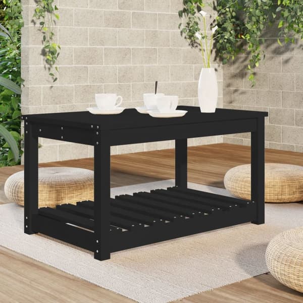 Havebord 82,5x50,5x45 cm massivt fyrretræ sort - Havebord - Haveborde - Home & Living