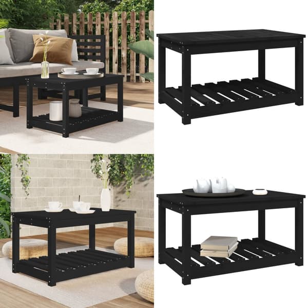 Havebord 82,5x50,5x45 cm massivt fyrretræ sort - Havebord - Haveborde - Home & Living