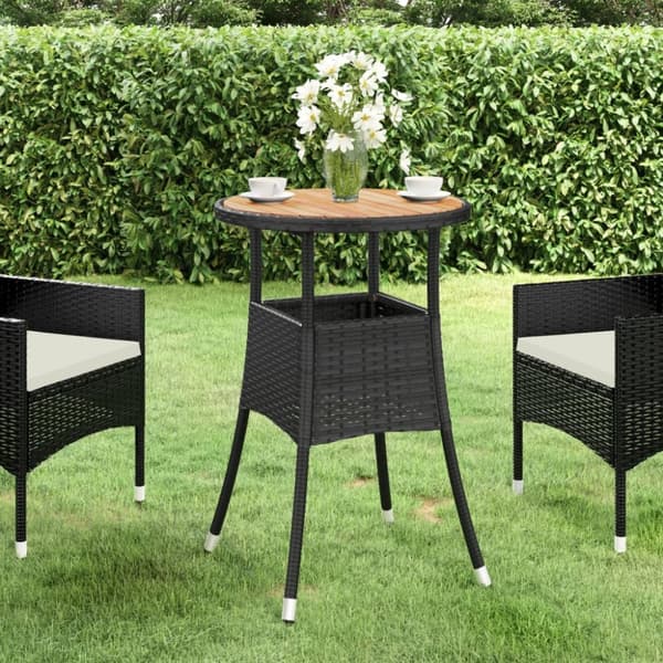 Havebord Ø60x75 cm akacietræ og polyrattan sort - Havebord - Haveborde - Home & Living