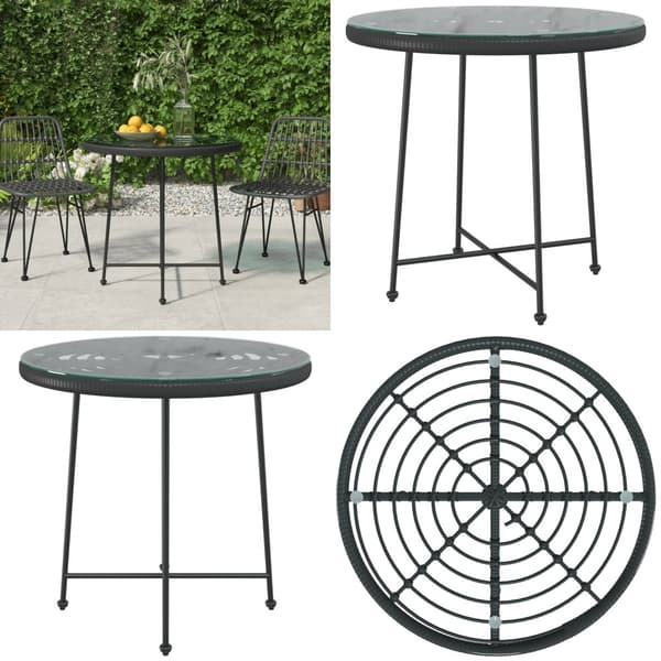 Spisebord Ø80 cm hærdet glas og stål sort - Spisebord - Spiseborde - Home & Living