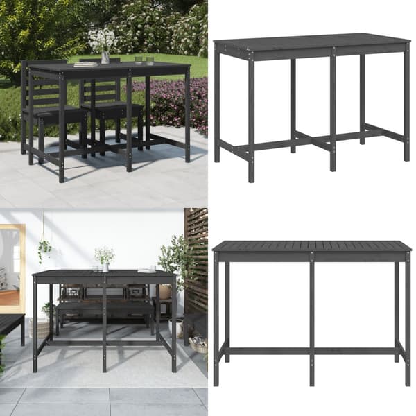 Havebord 159,5x82,5x110 cm massivt fyrretræ grå - Havebord - Haveborde - Home & Living