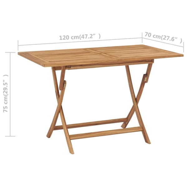 Foldbart havebord 120 x 70 x 75 cm massivt teaktræ - Spisebord - Spiseborde - Home & Living