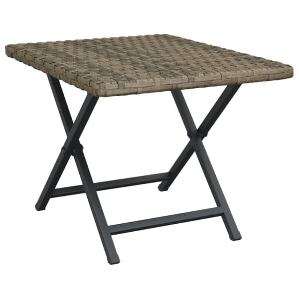 Taitettava pöytä harmaa 45x35x32 cm polyrottinki - Puutarhapöytä - Parvekepöytä - Home & Living