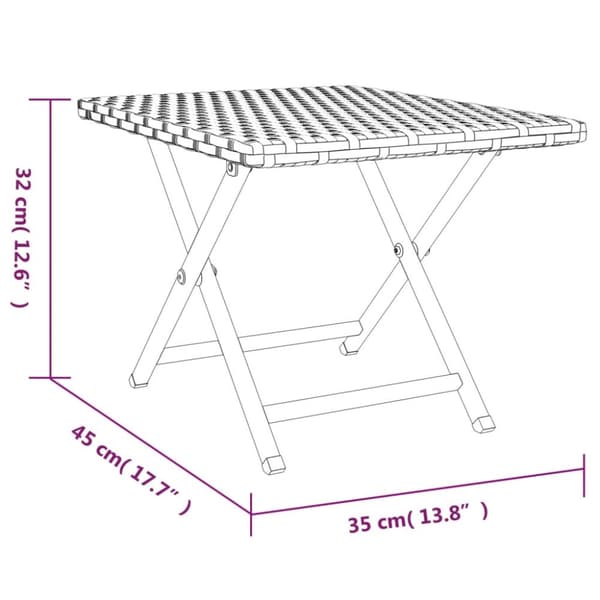 Taitettava pöytä harmaa 45x35x32 cm polyrottinki - Puutarhapöytä - Parvekepöytä - Home & Living