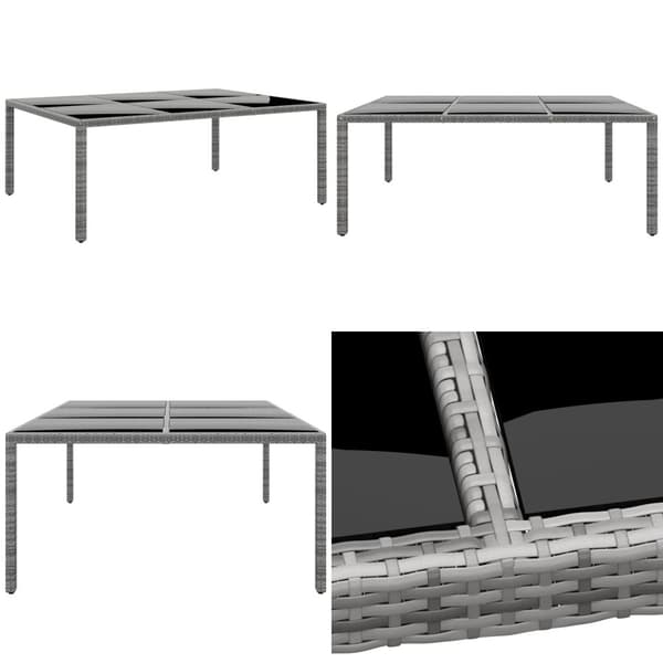 Utebord 200x150x75 cm härdat glas och konstrotting grå - Trädgårdsmatbord - Trädgårdsbord - Home & Living