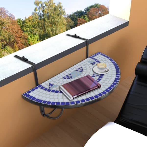 Roikkuva parvekepöytä sininen ja valkoinen mosaiikki - Parvekepöytä - Parvekepöydät - Home & Living