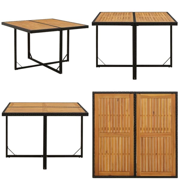 Havebord 109x107x74 cm polyrattan og massivt akacietræ sort - Havebord - Haveborde - Home & Living