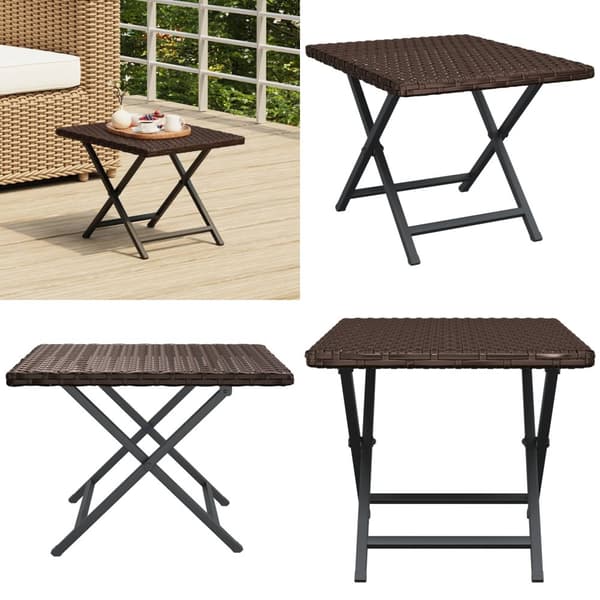 Foldbart bord 45x35x32 cm polyrattan brun - Foldbart Bord - Foldbare Borde - Home & Living