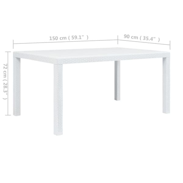 Havebord hvid 150 x 90 x 72 cm plastik rattanlook - Havebord - Haveborde - Home & Living