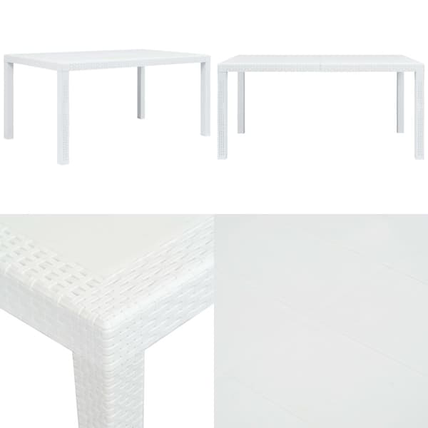 Havebord hvid 150 x 90 x 72 cm plastik rattanlook - Havebord - Haveborde - Home & Living