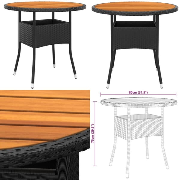 Havebord Ø80x75 cm akacietræ og polyrattan sort - Havebord - Haveborde - Home & Living