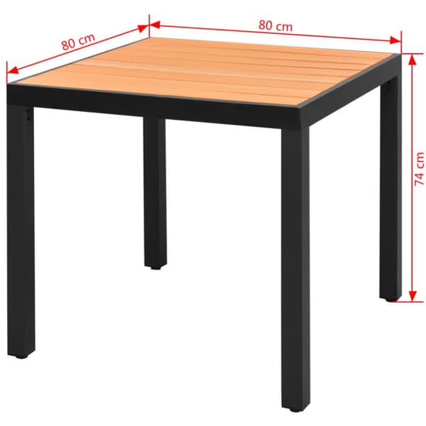 Puutarhapöytä ruskea 80x80x74 cm alumiini ja WPC - Puutarhan Ruokapöytä - Puutarhan Ruokapöytä - Home & Living