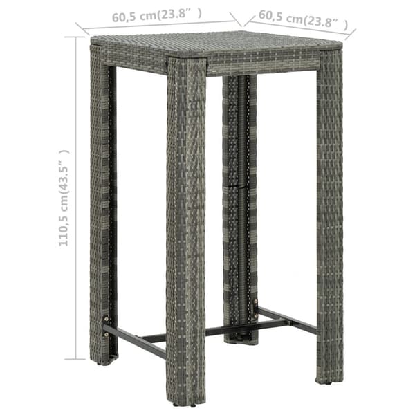 Barbord til haven 60,5x60,5x110,5 cm polyrattan grå - Barbord - Barborde - Home & Living