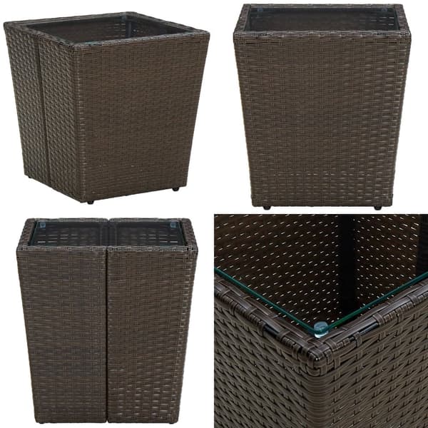 Tebord 41,5x41,5x44 cm polyrattan og hærdet glas brun - Tebord - Teborde - Home & Living