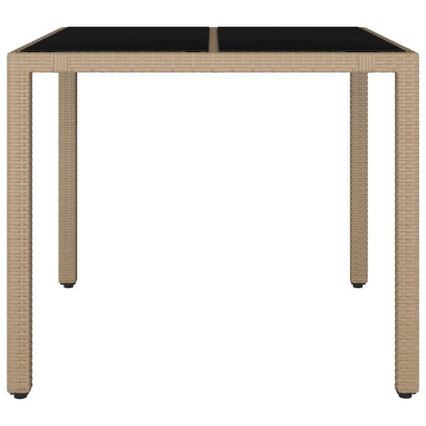 Havebord med glasbordplade polyrattan og hærdet glas beige - Havebord Med Glastop - Haveborde Med Glastoppe - Home & Living